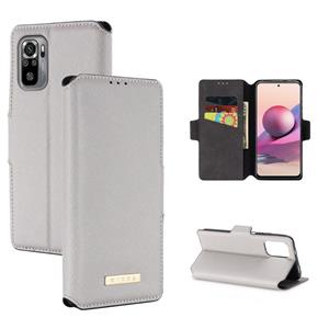 For Xiaomi Redmi Note 10 4G / 10S India MUXMA MX115 Cross Texture Oil Edge Flip Leather Phone Case(White)