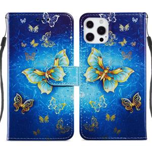 huismerk Geschilderd Patroon Horizontale Flip Lederen Case met Houder & Kaart Slots & Fotolijst voor iPhone 13 Pro (Phnom Penh Butterfly)