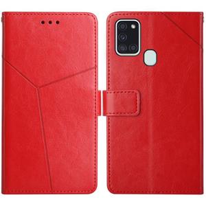 huismerk Voor Samsung Galaxy A21S EU Versie Y Stitching Horizontale Flip Leren Case met Houder & Card Slots & Portemonnee & Fotolijst