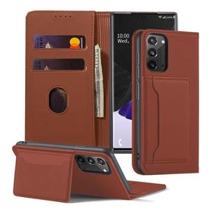 huismerk Voor Samsung Galaxy Note20 Ultra 5G Sterk magnetisme schokbestendig horizontaal flip vloeistofgevoel lederen hoes met Holder & Card Slots & Wallet(Bru