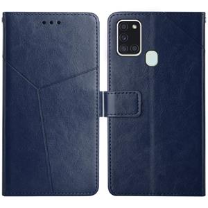 huismerk Voor Samsung Galaxy A21S EU Versie Y Stitching Horizontale Flip Leren Case met Houder & Card Slots & Portemonnee & Fotolijst