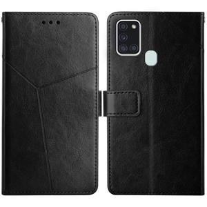 huismerk Voor Samsung Galaxy A21S EU Versie Y Stitching Horizontale Flip Lederen Case met Houder & Card Slots & Portemonnee & Fotolijst