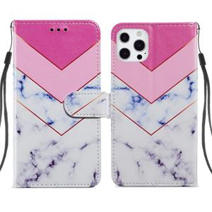 huismerk Geschilderd patroon horizontale flip lederen tas met houder & kaart slots & fotolijst voor iPhone 13 pro (rook marmer)