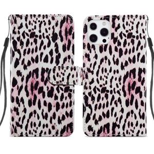 huismerk Geschilderde Patroon Horizontale Flip Lederen Case met Houder & Card Slots & Fotolijst voor iPhone 13 Pro (Leopard)