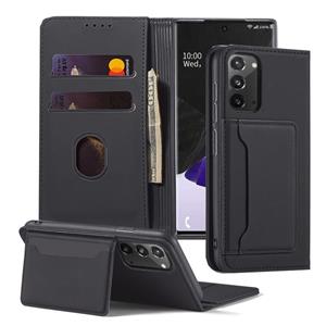 huismerk Voor Samsung Galaxy Note20 5G Sterk magnetisme schokbestendig horizontaal flip vloeistofgevoel lederen hoes met Holder & Card Slots & Wallet(Zwart)