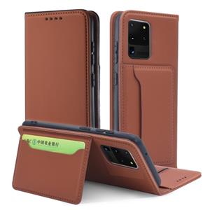 Voor Samsung Galaxy S20 Ultra 5G Sterk magnetisme schokbestendig horizontaal flip vloeistofgevoel lederen hoes met Holder & Card Slots & Wallet(Bruin)