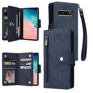 Voor Samsung Galaxy S10 Rivet Buckle 9 Cards Three Lederen telefoonhoesje