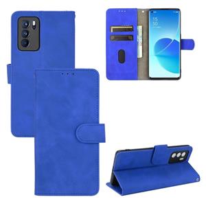 azns Voor oppo reno6 pro effen kleur huid voelt magnetische gesp horizontale flip kalf textuur pu lederen tas met houder & kaart slots & portemonnee