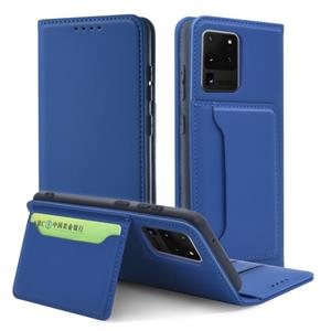 huismerk Voor Samsung Galaxy S20 Ultra 5G Sterk magnetisme schokbestendig horizontaal flip vloeistofgevoel lederen hoes met Holder & Card Slots & Wallet(Blauw)