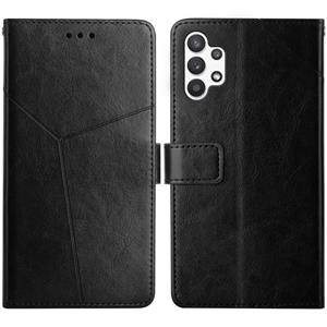 Voor Samsung Galaxy A32 5G Y Stitching Horizontale Flip Leren Case met Houder & Card Slots & Portemonnee & Fotolijst (Zwart)