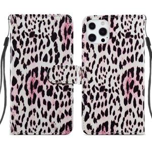 huismerk Geschilderd Patroon Horizontale Flip Lederen Case met Houder & Card Slots & Fotolijst voor iPhone 13 Pro Max (Leopard)