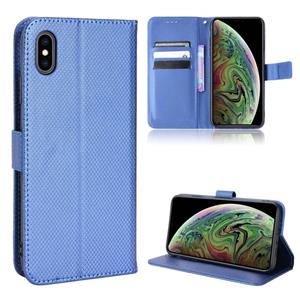 huismerk Diamond Texture Leather Phone Case For iPhone XS Max(Blue)