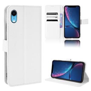 Diamond Texture Leather Phone Case For iPhone XR(White)