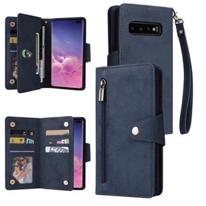 Voor Samsung Galaxy S10+ Rivet Buckle 9 Cards Three Lederen telefoonhoesje