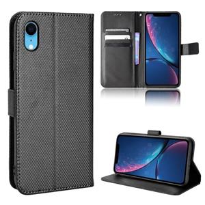 Diamond Texture Leather Phone Case For iPhone XR(Black)