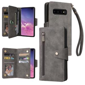 Voor Samsung Galaxy S10 + klinknagel gesp 9 kaarten Drie vouw leren telefooncase