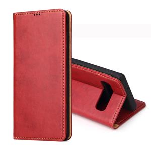 Dermis textuur PU horizontale Flip lederen case voor Galaxy S10 Plus met houder & kaartsleuven & portemonnee (rood)