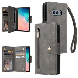 Voor Samsung Galaxy S10E klinknagel gesp 9 kaarten Drie vouw leren telefooncase