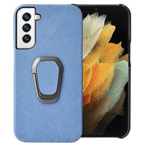 huismerk Voor Samsung Galaxy S22 5G Ring Houder Honeycomb PU-telefooncase (Babyblauw)