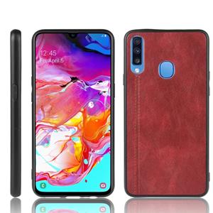 huismerk Voor Galaxy A20s Shockproof Naaikoe Patroon Skin PC + PU + TPU Case(Rood)