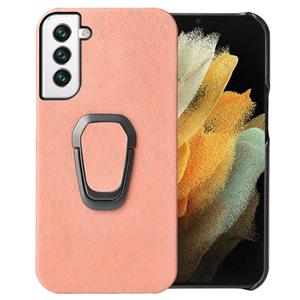 huismerk Voor Samsung Galaxy S22 5G Ring Houder Honeycomb PU-telefooncase (Pink)