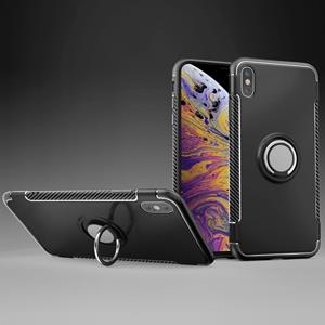 huismerk Magnetische 360 graden rotatie Ring Armor beschermhoes voor iPhone XS Max(Black)