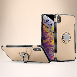 huismerk Magnetische 360 graden rotatie ring armor beschermhoes voor iPhone XS Max (Goud)