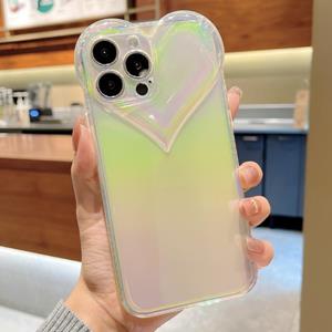 huismerk Love-Heart Kleurrijke TPU Telefoon Beschermend Case voor iPhone 13 (geel roze)