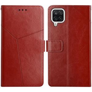 huismerk Voor Samsung Galaxy A42 Y Stiksels Horizontale Flip Lederen Case met Houder & Card Slots & Portemonnee & Photo Frame (Brown)