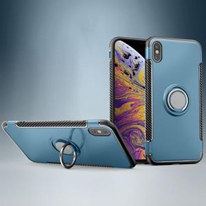 huismerk Magnetische 360 graden rotatie ring armor beschermhoes voor iPhone XS Max (Navy Blue)