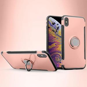 huismerk Magnetische 360 graden rotatie ring armor beschermhoes voor iPhone XS Max (Rose Gold)