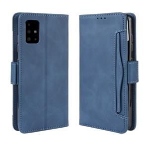 huismerk Voor Galaxy S20 + Wallet Style Skin Feel Kalf Patroon Lederen Case met aparte kaart sleuf (Blauw)