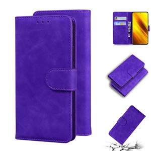 Voor Xiaomi Poco X3 NFC Skin Feel Pure Color Flip Leather Phone Case (Purple)