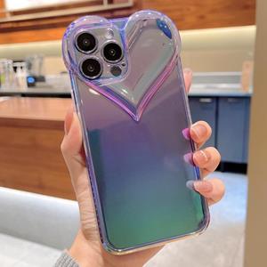 huismerk Love-Heart Kleurrijke TPU Telefoon Beschermend geval voor iPhone 13 Pro (Purple)