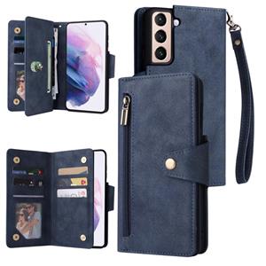 Voor Samsung Galaxy S21 + klinknagel gesp 9 kaarten Drie vouw leren telefooncase