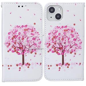 huismerk Horizontale flip lederen tas met houder & kaart slots & fotolijst & portemonnee voor iphone 13 (roze boom)