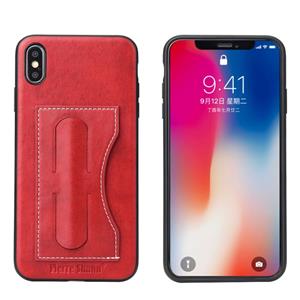 huismerk Fierre Shann volledige dekking beschermende lederen draagtas voor iPhone XS Max met houder & kaartsleuf (rood)