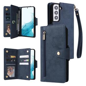 huismerk Voor Samsung Galaxy S22 Klinknagel Buckle 9 Cards Drie vouw leren telefooncase