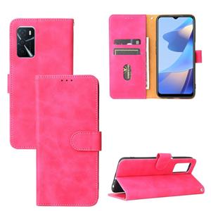 huismerk Voor Oppo A16 Solid Color Skin Feel Magnetic Buckle Horizontale Flip Calf Texture PU lederen tas met houder & kaart slots & portefeuille (rose goud)