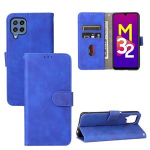 Voor Samsung Galaxy M32 (Global) Solid Color Skin Feel Magnetic Buckle Horizontale Flip Calf Texture PU lederen tas met houder & kaart slots & portemo