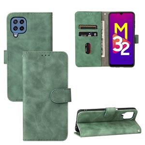 Voor Samsung Galaxy M32 (Global) Solid Color Skin Feel Magnetic Buckle Horizontale Flip Calf Texture PU lederen tas met houder & kaartslots & portemon