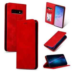 Retro huid voelen Business magnetische horizontale Flip lederen case voor Samsung Galaxy S10三星 (rood)