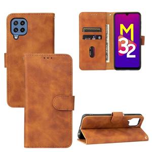 Voor Samsung Galaxy M32 (Global) Solid Color Skin Feel Magnetic Buckle Horizontale Flip Calf Texture PU lederen tas met houder & kaart slots & portemo