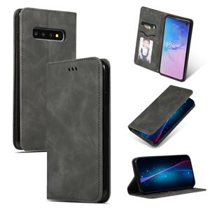 Retro huid voelen Business magnetische horizontale Flip lederen case voor Samsung Galaxy S10三星 (donkergrijs)