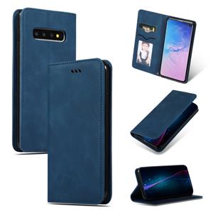 Retro huid voelen Business magnetische horizontale Flip lederen case voor Samsung Galaxy S10三星 (marineblauw)