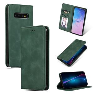 huismerk Retro huid voelen Business magnetische horizontale Flip lederen case voor Samsung Galaxy S10三星 (Army Green)