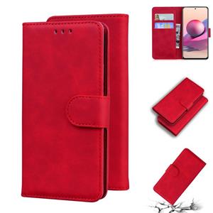 huismerk Voor Xiaomi Redmi Note 10 4G / OPMERKING 10S Skin Feel Pure Color Flip Leather Telefoon Case