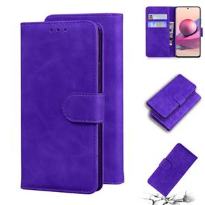 huismerk Voor Xiaomi Redmi Note 10 4G / OPMERKING 10S Skin Feel Pure Color Flip Leather Phone Case (Purple)