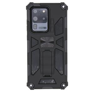 huismerk Voor Galaxy S20 Ultra Schokbestendige TPU + pc magnetische beschermhoes met houder(zwart)