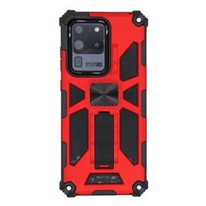 huismerk Voor Galaxy S20 Ultra Schokbestendige TPU + pc magnetische beschermhoes met houder(rood)